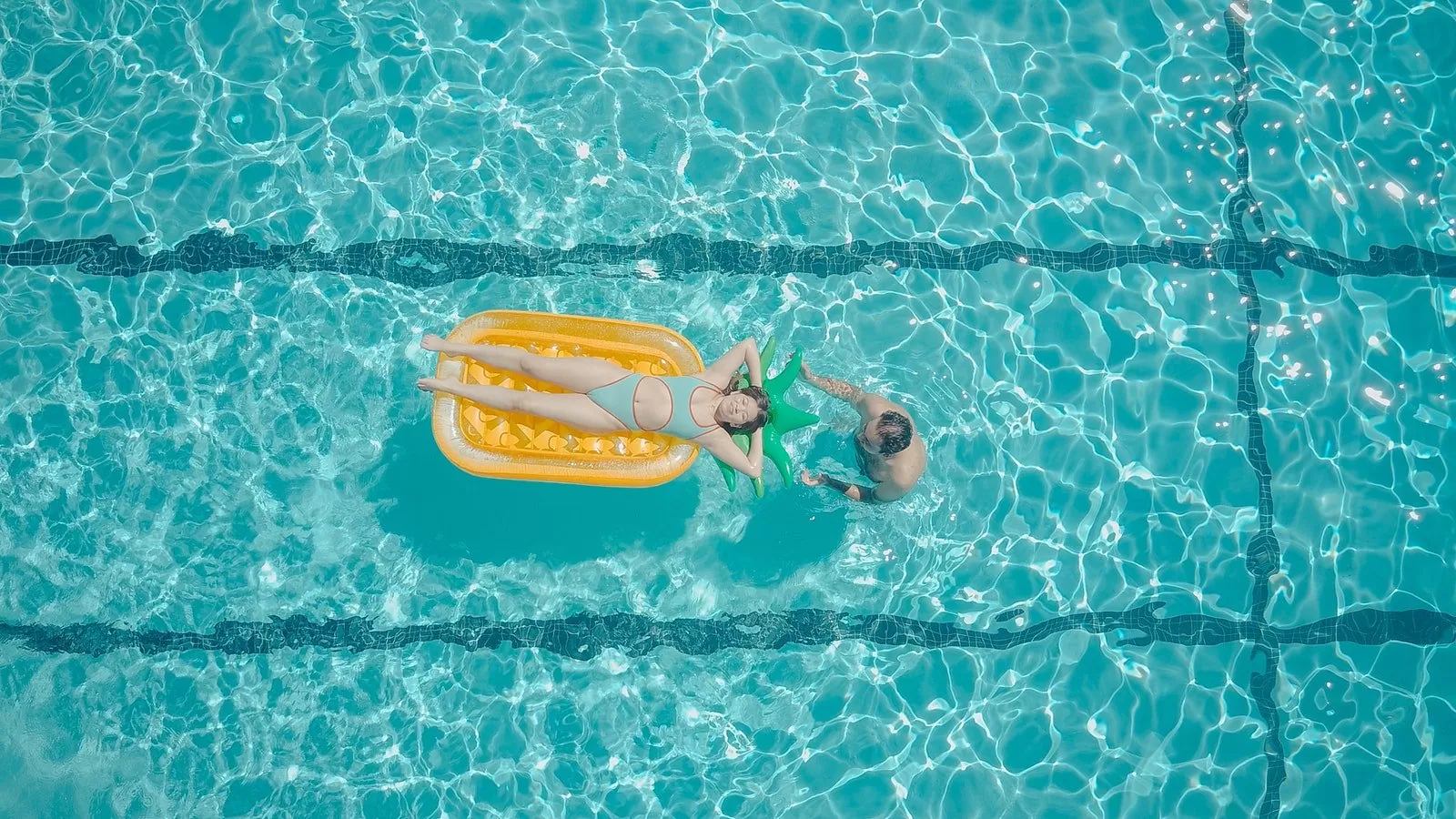 Top View of People in the Swimming Pool