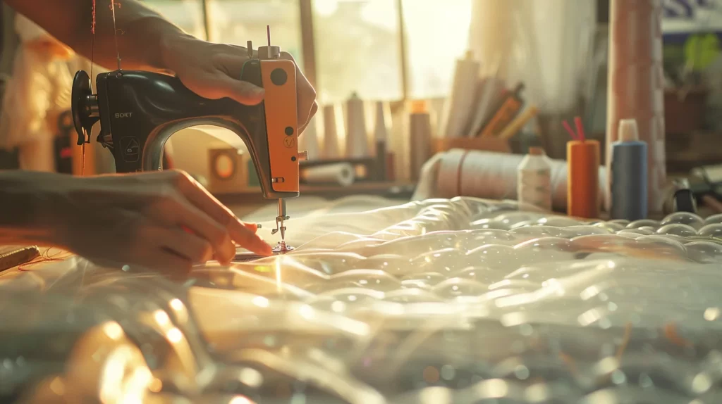 couture d'une bâche à bulles